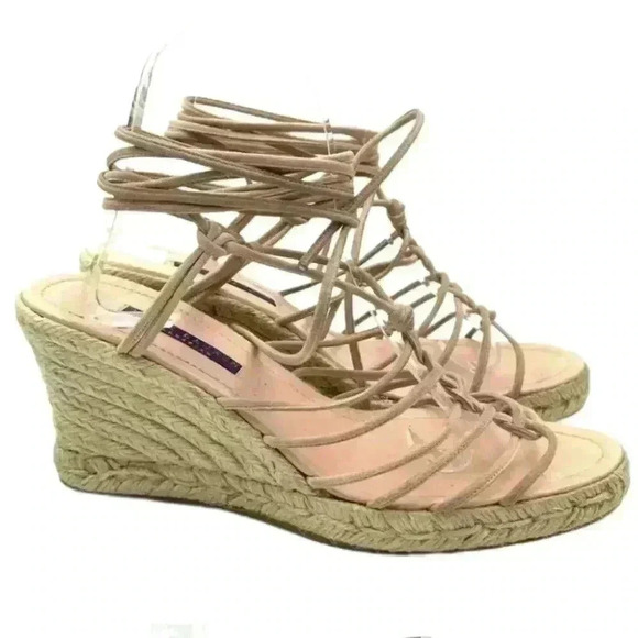 Ralph Lauren Purple Collection sandals 8.5 pink Italian leather Espadrilles - Picture 11 of 11